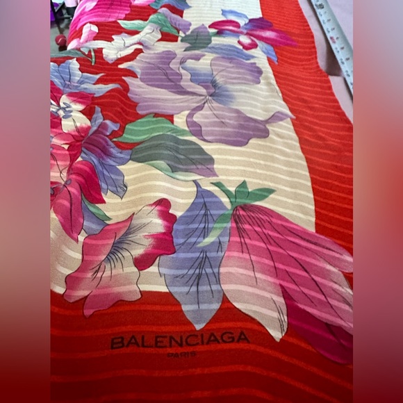 Balenciaga 100% Silk Scarf - Authentic sheer wrap - Picture 10 of 11